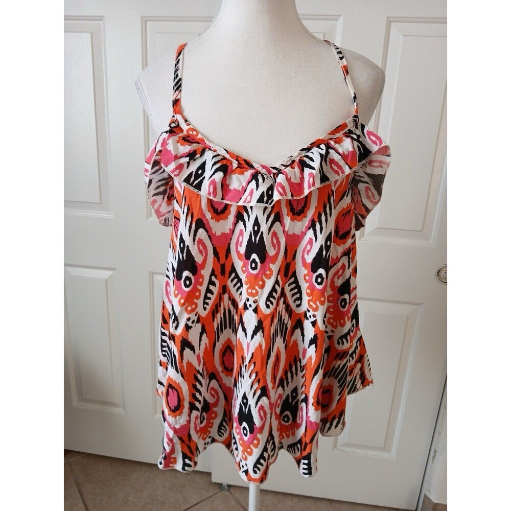 Cha Cha Vente Women's Multicolor Spaghetti Strap Summer Rayon‎ Top Size Medium